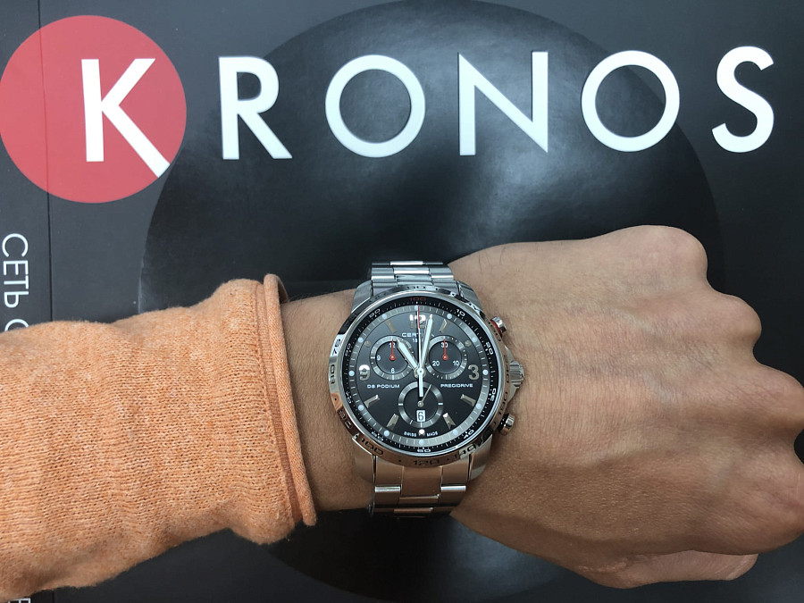 Часы Certina DS Podium Chronograph 1/100 sec C001.647.11.057.00 — мужские, серебристый