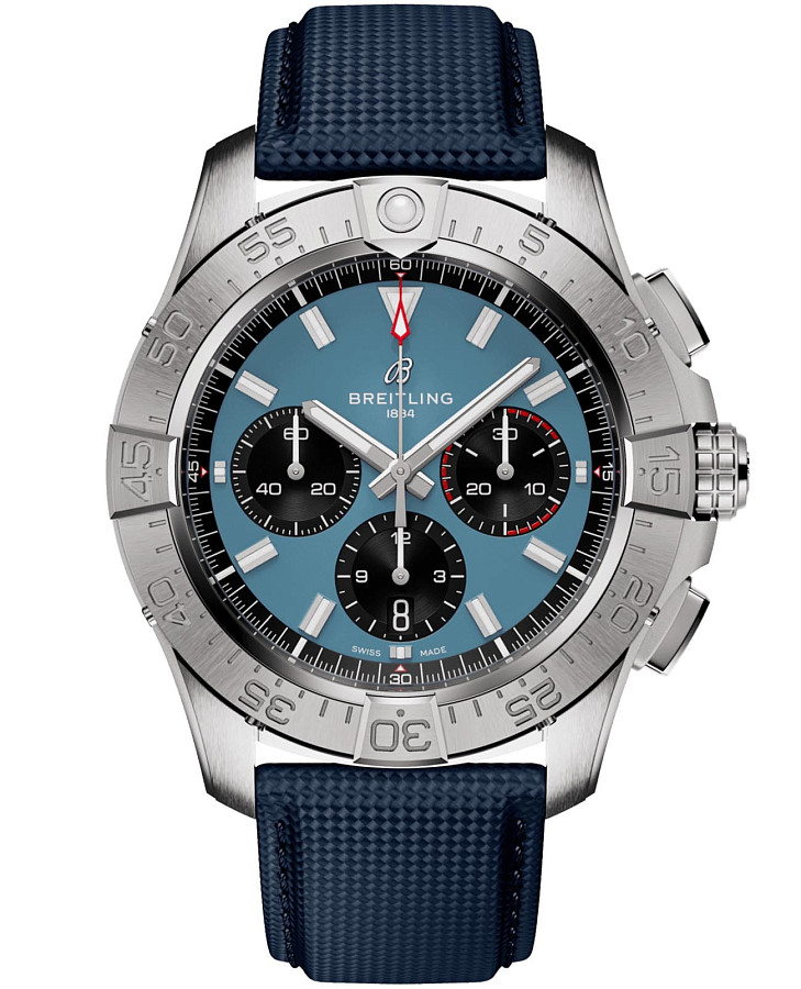 Часы Breitling Avenger B01 Chronograph 44 AB0147101C1X1 — мужские, голубой
