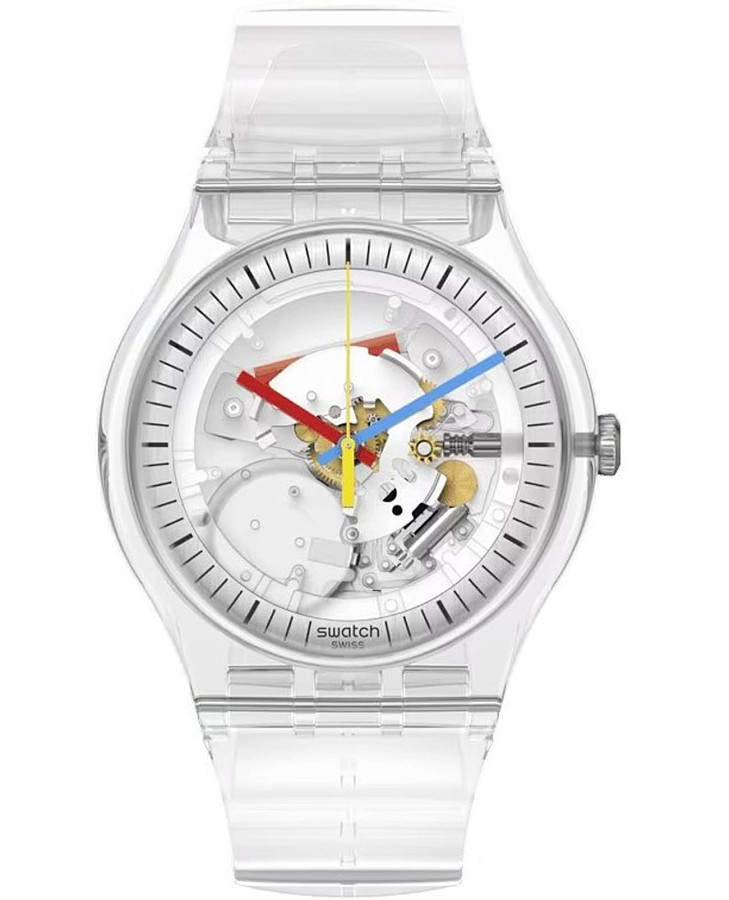 Часы Swatch Clearly Gent SO28K100-S06 — мужские, прозрачный