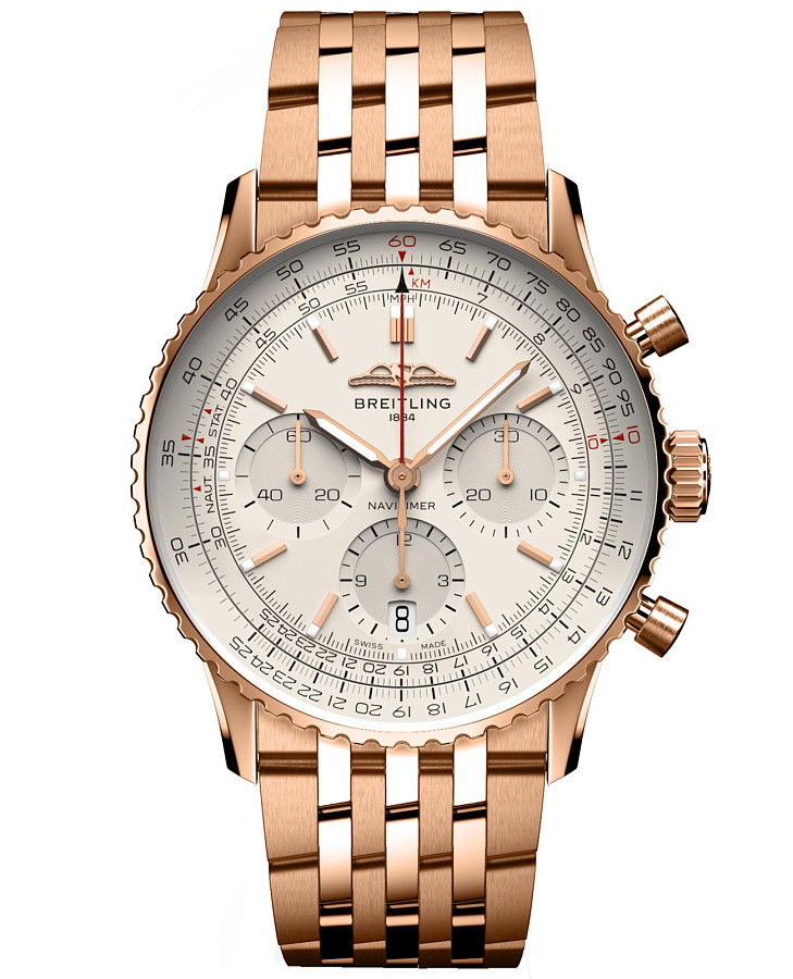 Часы Breitling Navitimer B01 Chronograph 41 RB0139211G1R1 — мужские, бежевый