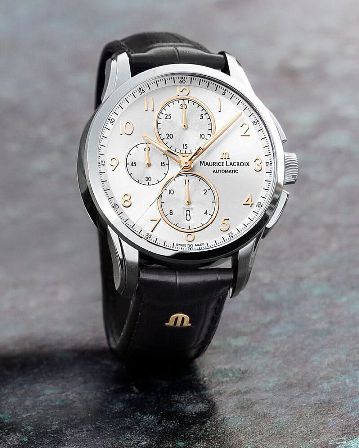 Часы Maurice Lacroix Pontos Chronograph PT6388-SS001-220-2 — механические, металл сталь
