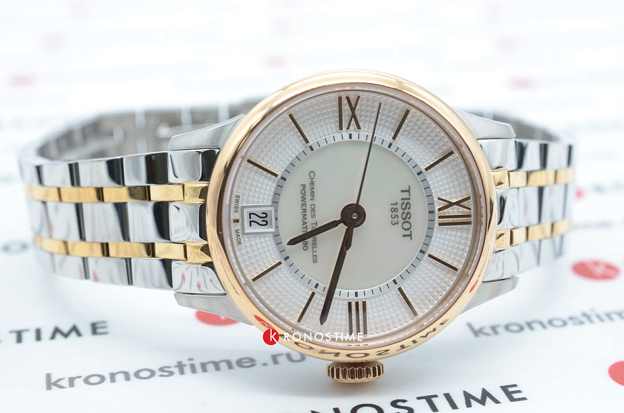 Часы Tissot Chemin des Tourelles Powermatic 80 Lady T099.207.22.118.02 — женские, сталь c pvd покрытием