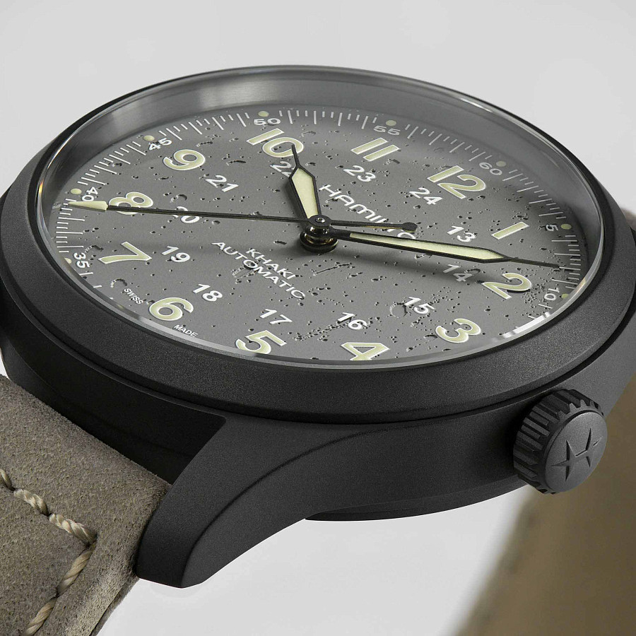 Часы Hamilton Khaki Field Titanium Auto H70215880 — кожаный, мужские