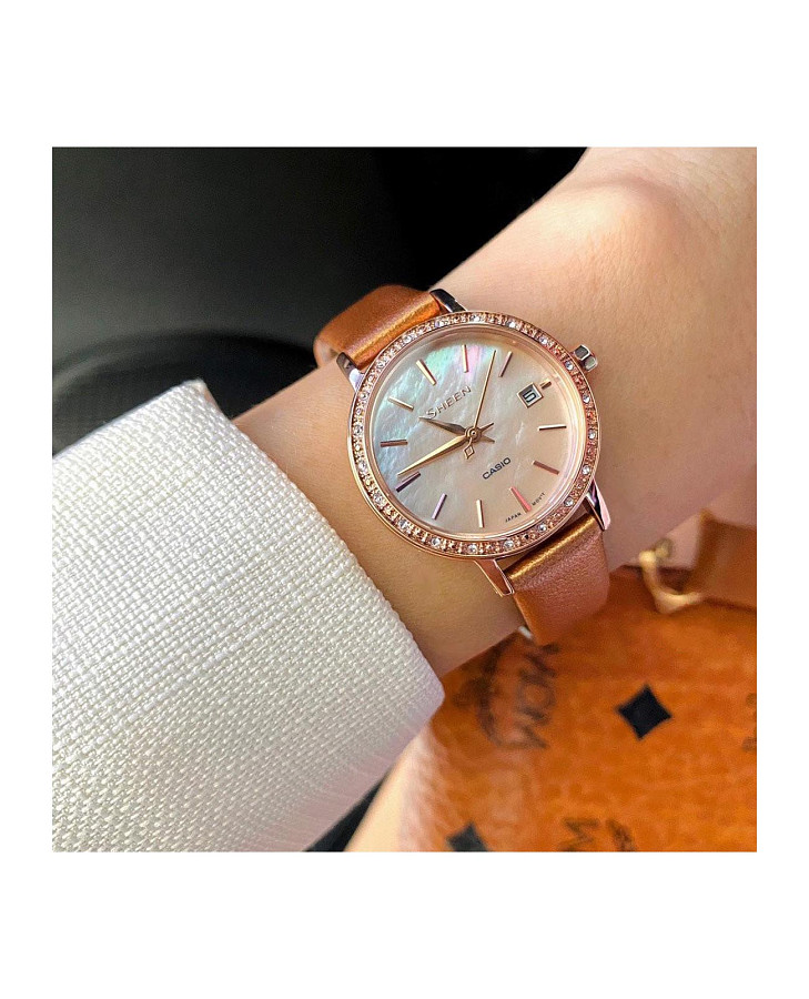 Часы Casio Sheen SHE-4060PGL-4A — кварцевые, металл сталь