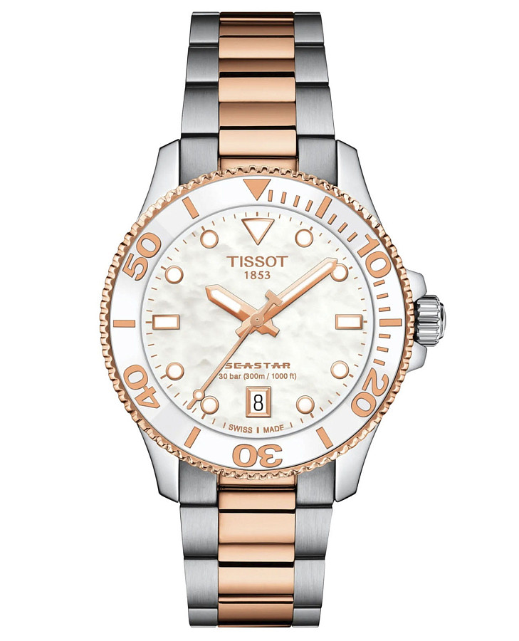 Часы Tissot Seastar 1000 36mm T120.210.22.111.00 — женские, белый