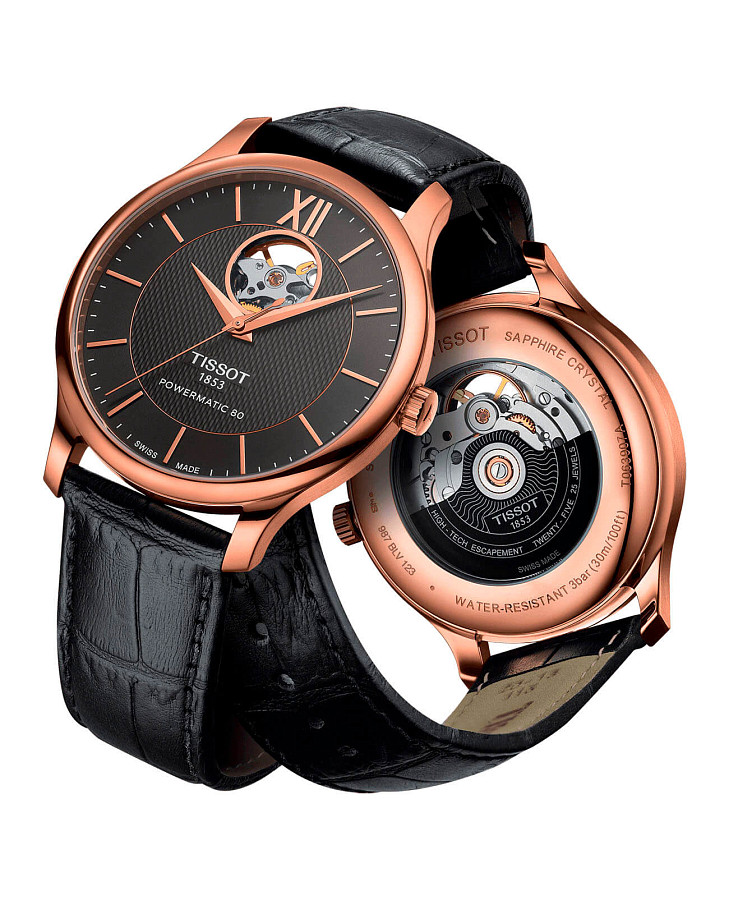 Часы Tissot Tradition Powermatic 80 Open Heart T063.907.36.068.00 — артикул T0639073606800