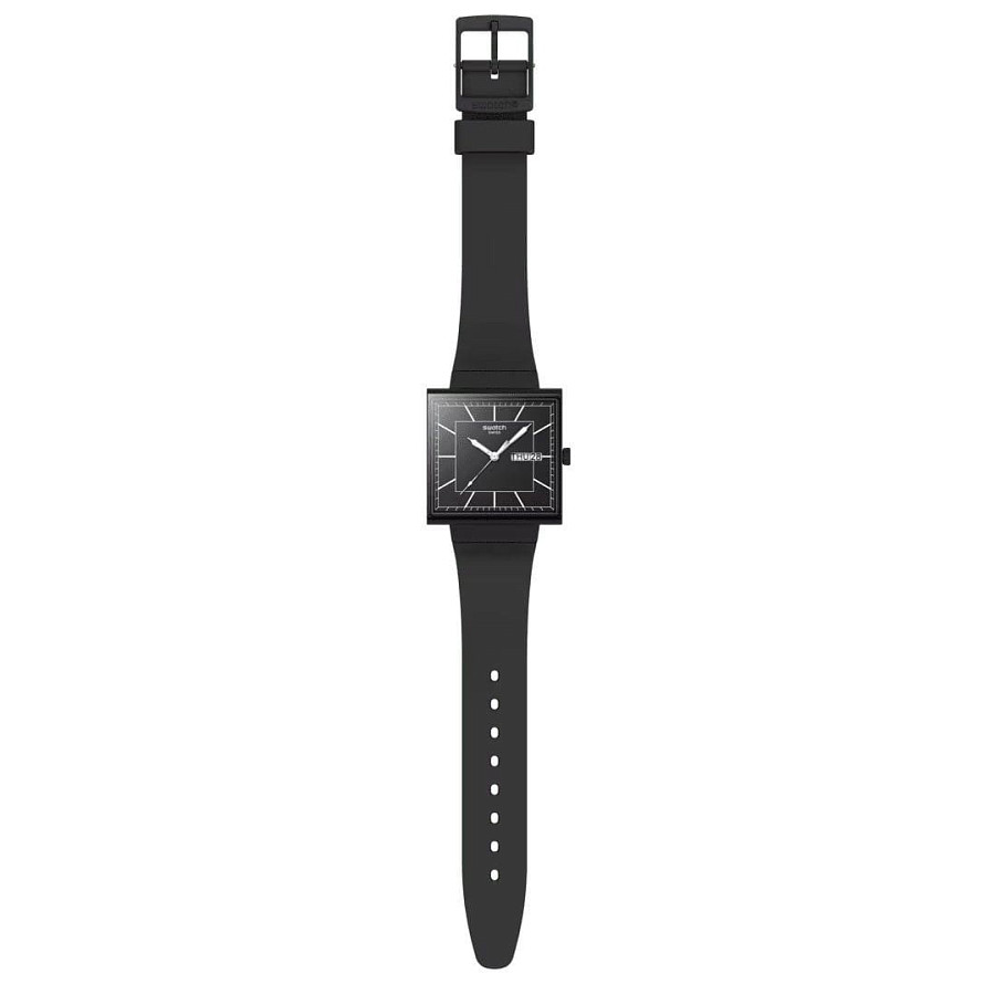 Часы Swatch Square Bioceramic Standard SO34B701 — черный, биокерамика