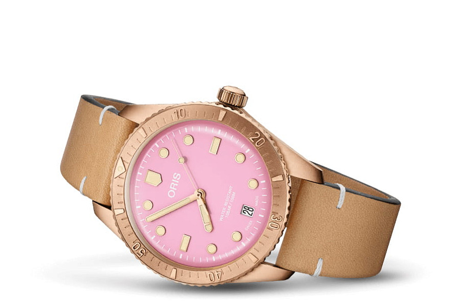 Часы Oris Divers Sixty‑Five 'Cotton Candy' 01 733 7771 3158-07 5 19 04BR — механические, бронза