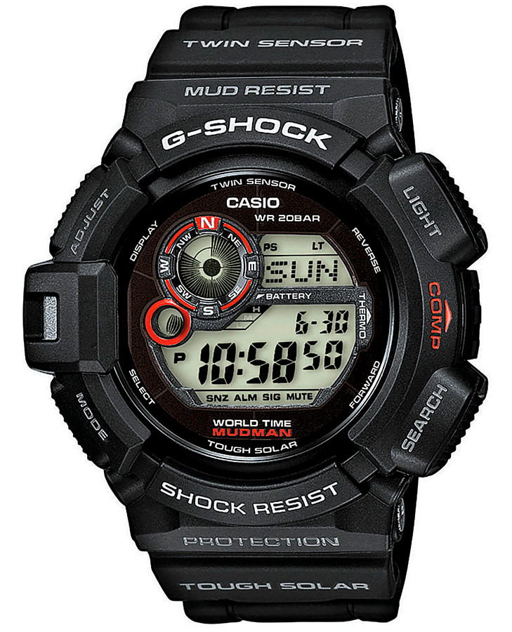 Часы Casio G-Shock G-9300-1 — мужские, голубой