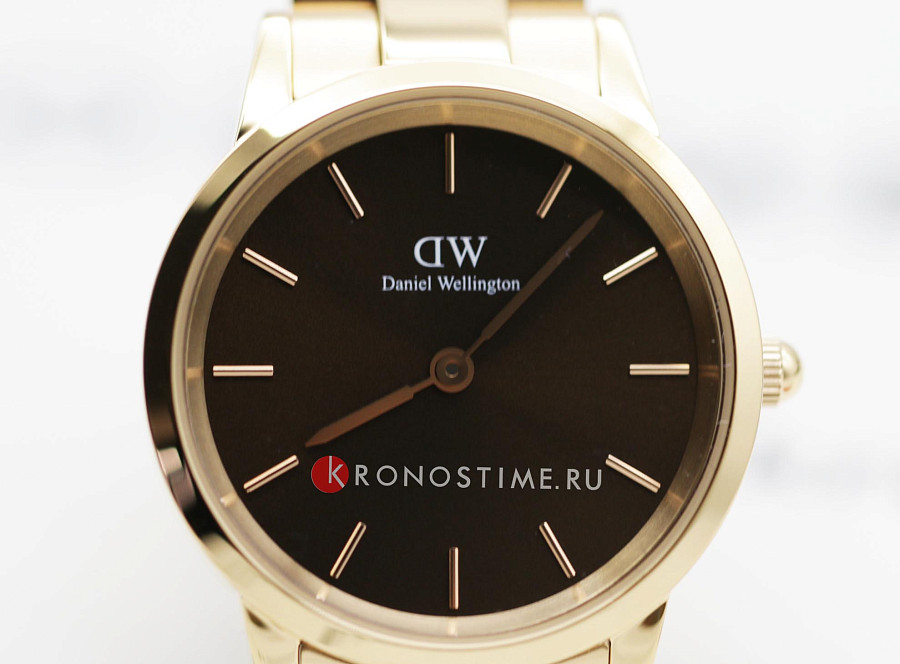 Часы Daniel Wellington Iconic Link Amber DW00100462 — коричневый, сталь металл