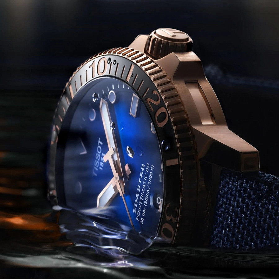 Часы Tissot Seastar 1000 Powermatic 80 T120.407.37.041.00 — мужские, тканевый