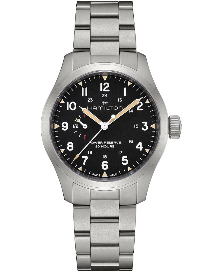 Часы Hamilton Khaki Field Mechanical Power Reserve 40mm H69509130 — мужские, черный