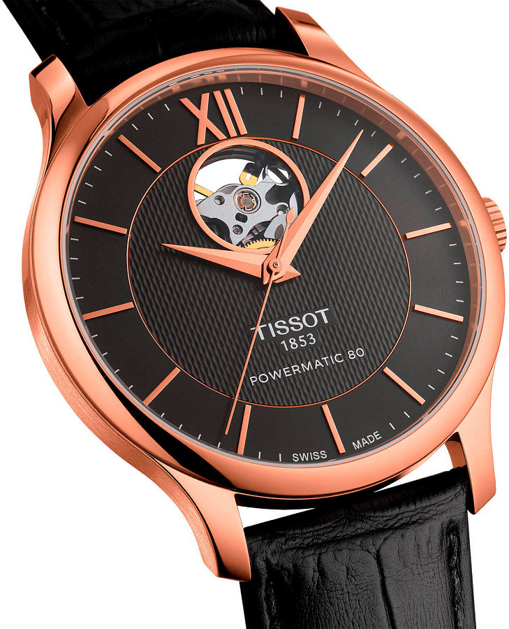 Часы Tissot Tradition Powermatic 80 Open Heart T063.907.36.068.00 — металл сталь, Швейцария