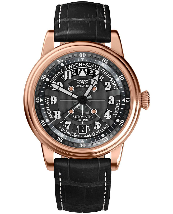 Часы Aviator Douglas Day Date V.3.36.2.285.4 — мужские, черный
