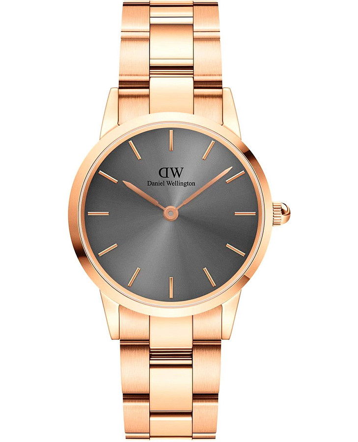 Часы Daniel Wellington Iconic Link Grey Rose Gold DW00100336 — женские, черный