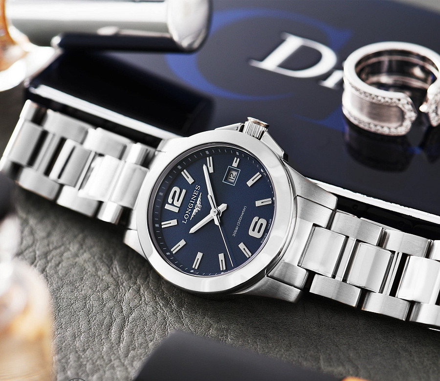 Часы Longines Conquest L3.376.4.96.6 — кварцевые, Швейцария, женские