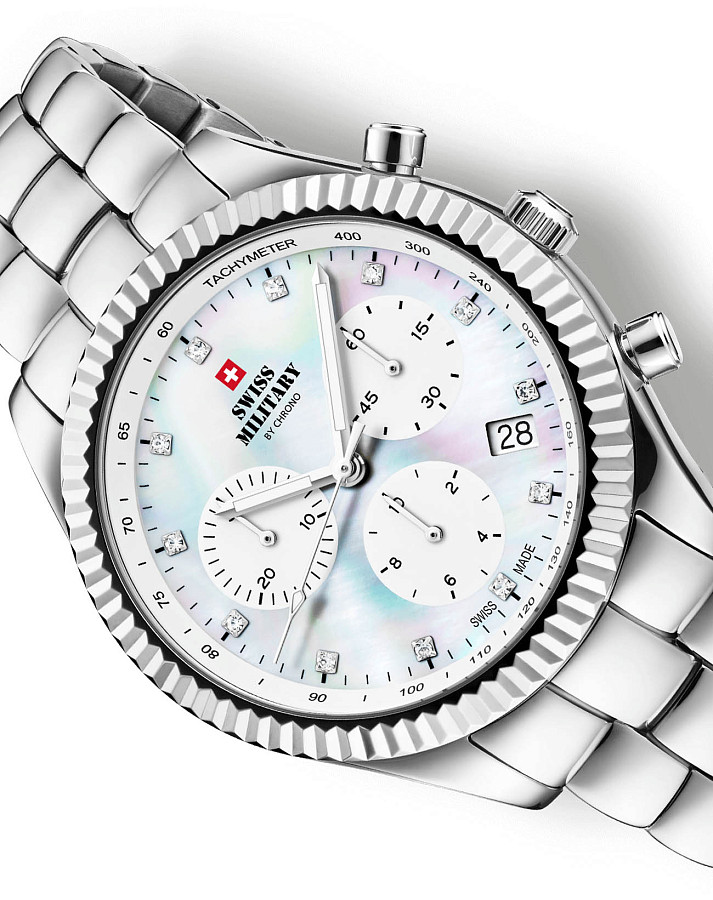 Часы Swiss Military by Chrono SM30207.02 — перламутровый, сталь металл