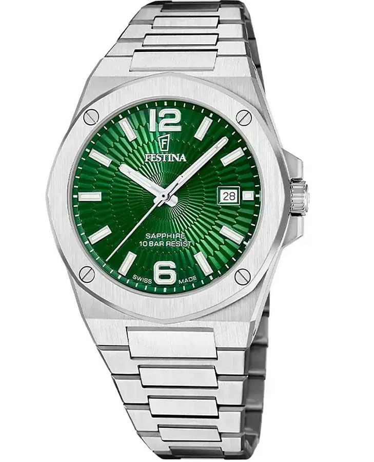 Часы Festina Swiss Made F22000/3 — мужские, зеленый