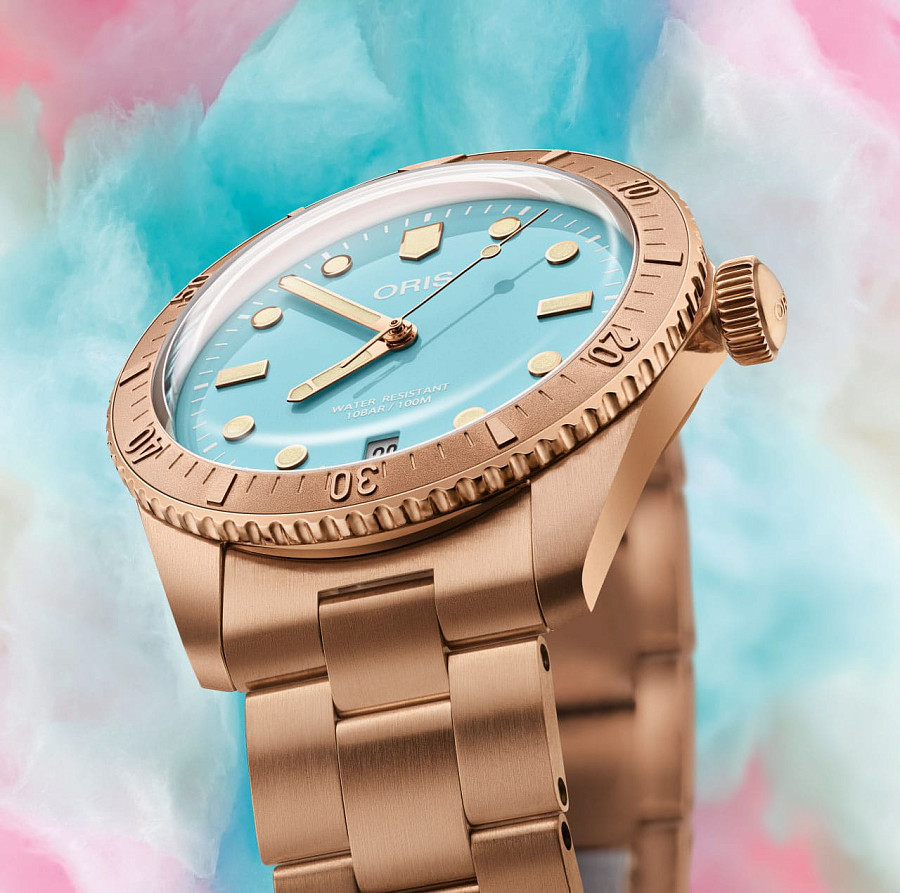 Часы Oris Divers Sixty‑Five 'Cotton Candy' 01 733 7771 3155-07 8 19 15 — бронза, Швейцария