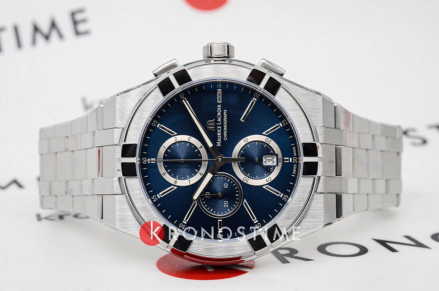 Часы Maurice Lacroix Aikon Quartz Chronograph AI1118-SS002-430-1 — кварцевые, сталь