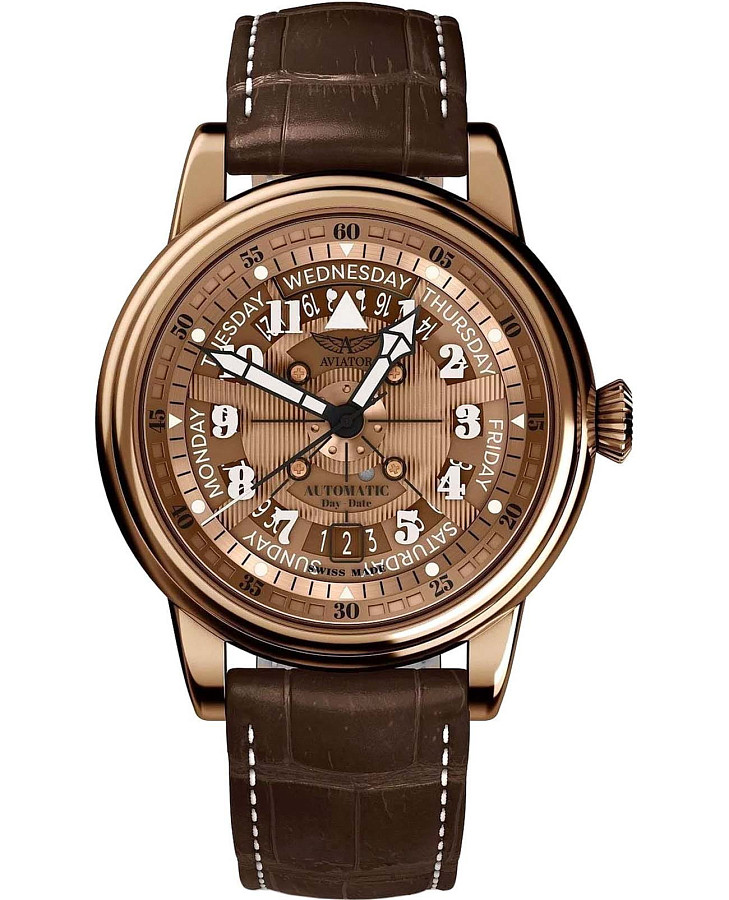 Часы Aviator Douglas Day-Date Meca-41 V.3.36.8.290.4 — мужские, золотой