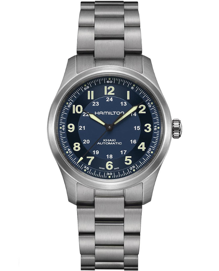 Часы Hamilton Khaki Field Titanium Auto H70205140 — мужские, синий