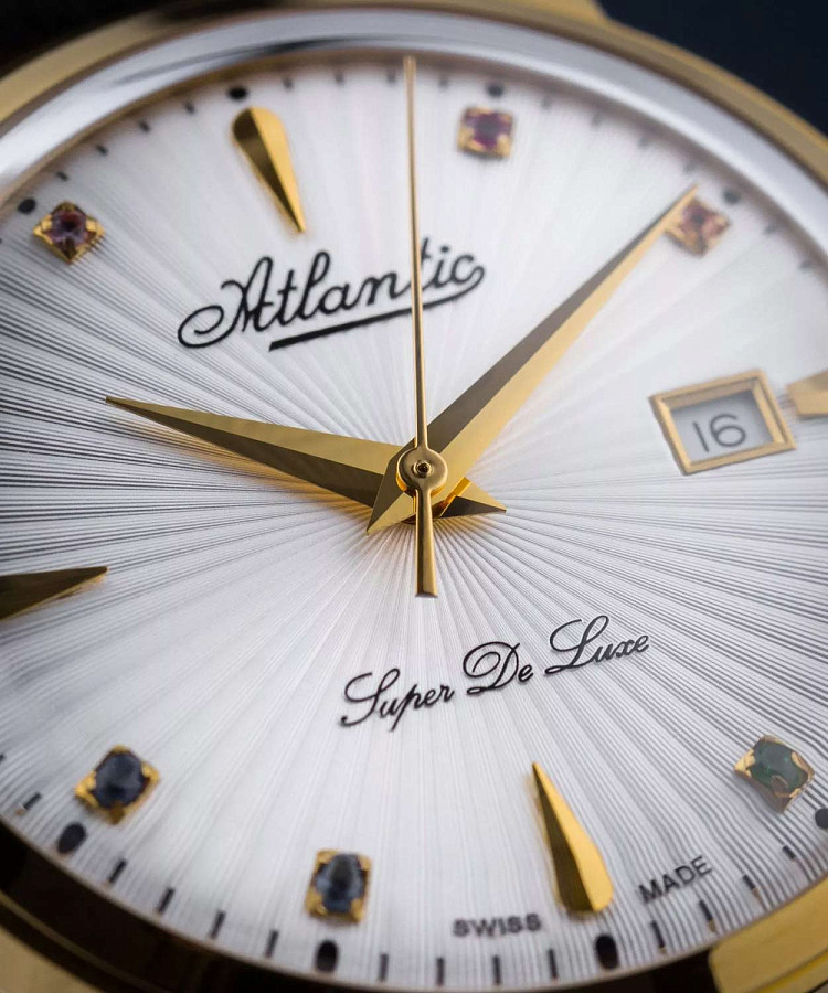Часы Atlantic Super De Luxe Precious Stones Rainbow Edition 29355.45.29LBK — кожаный, женские