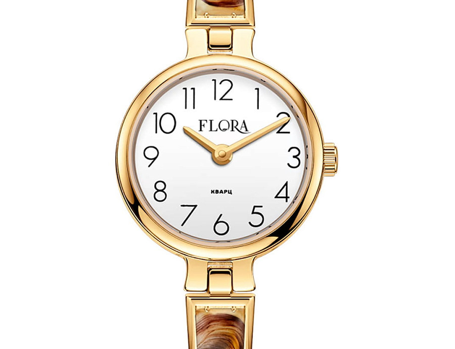 Часы УЧЗ Flora 1704F-8 — кварцевые, латунь