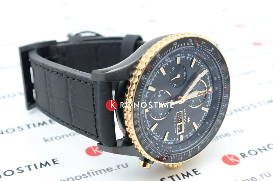 Часы Hamilton Khaki Aviation Converter Auto Chrono H76736730 — сталь, кожаный