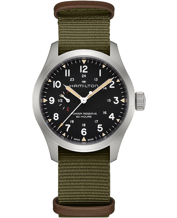 Часы Hamilton Khaki Field Mechanical Power Reserve 40mm H69509930 — мужские, черный