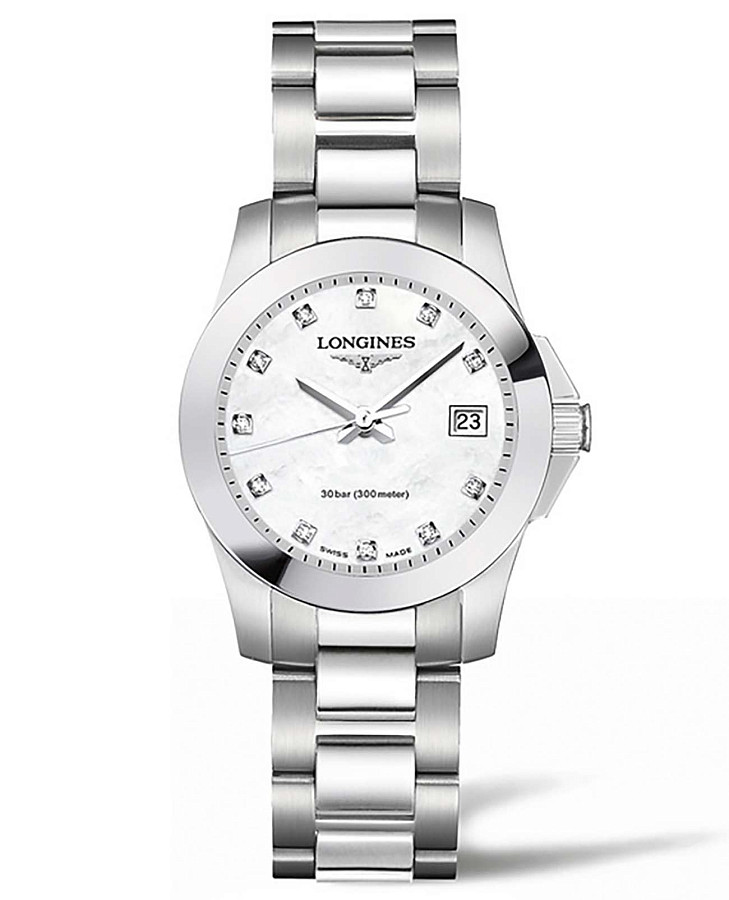 Часы Longines Conquest L3.376.4.87.6 — женские, белый