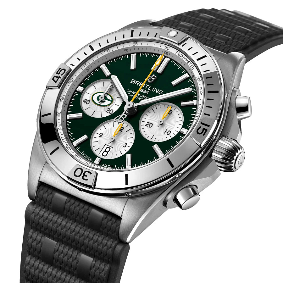 Часы Breitling Chronomat B01 42 NFL Green Bay Packers Edition AB01342B1L1S1 — механические, сталь металл