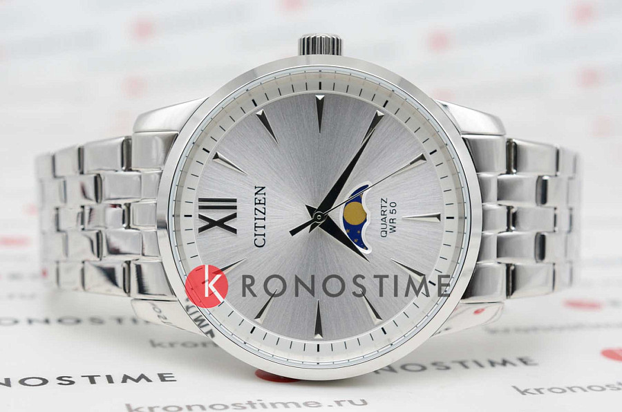 Часы Citizen Basic Moonphase AK5000-54A — кварцевые, сталь металл