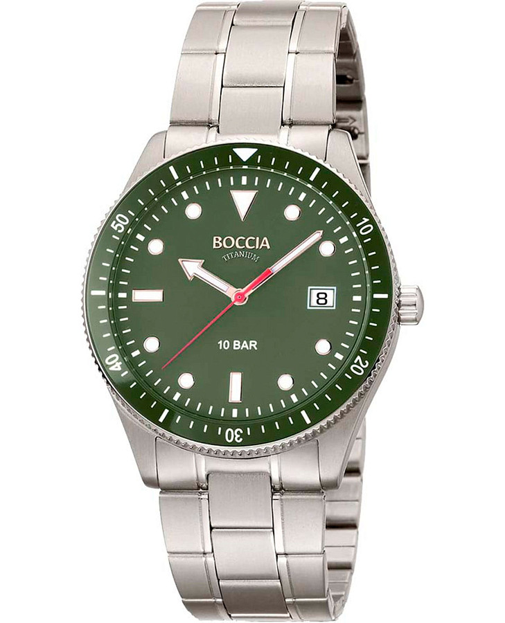 Часы Boccia Titanium 3664-05 — мужские, зеленый