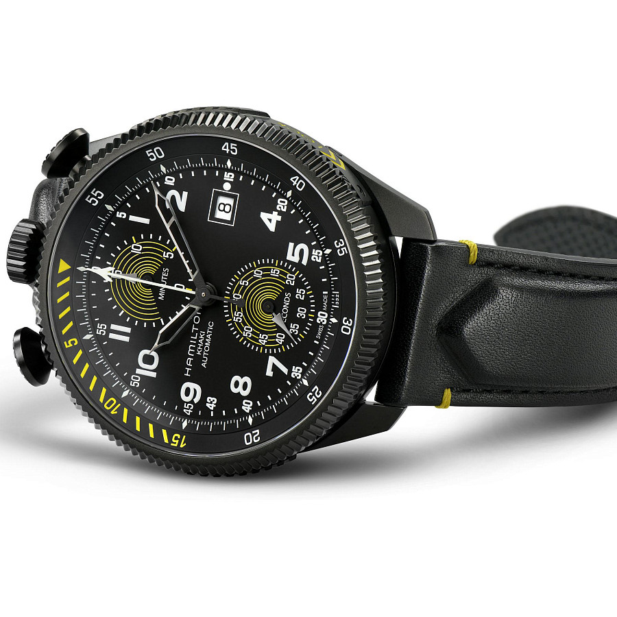 Часы Hamilton Khaki Aviation Takeoff Auto Chrono H76776733 — кожаный, мужские