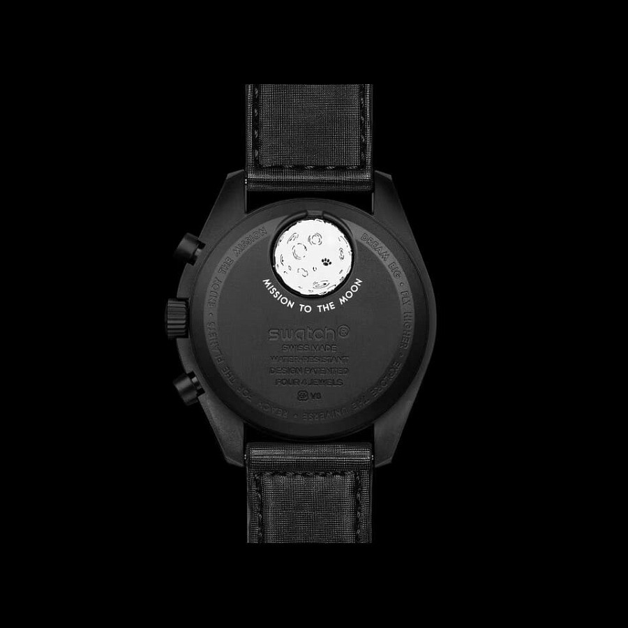 Часы Swatch x Omega Bioceramic Moonswatch Mission to The Moonphase - New Moon SO33B700 — мужские, черный