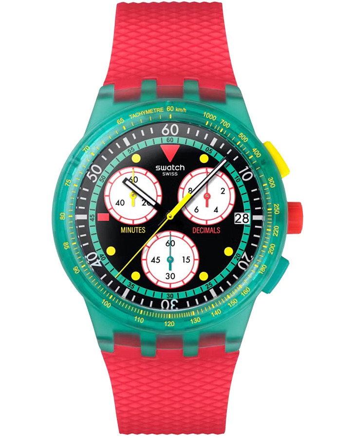 Часы Swatch Neon Emerald Chrono SUSG409 — мужские, черный