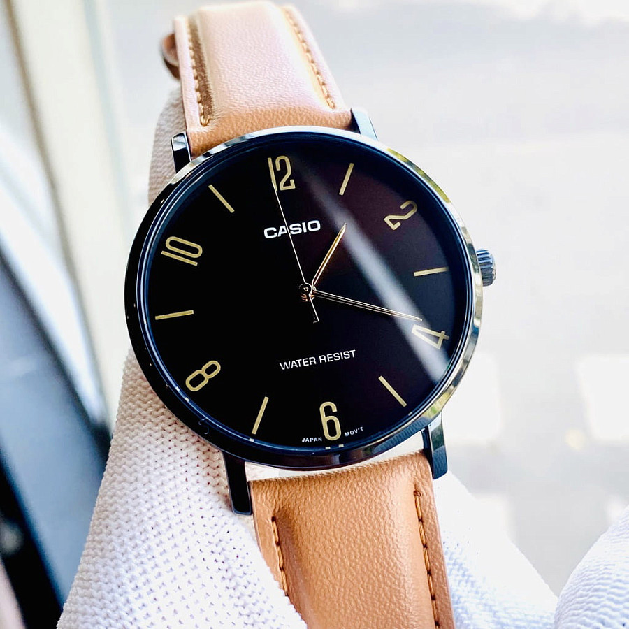 Часы Casio MTP-VT01BL-5B — мужские, кожаный