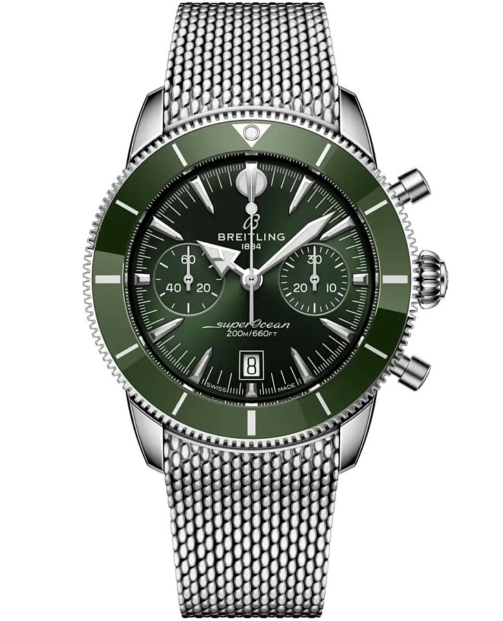 Часы Breitling Superocean Heritage B01 Chronograph 42 mm AB0156361L1A1 — мужские, зеленый