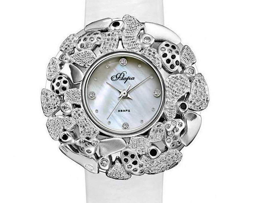 Часы УЧЗ Flora 1143S3-B6L1-2 Снежана — кварцевые, латунь