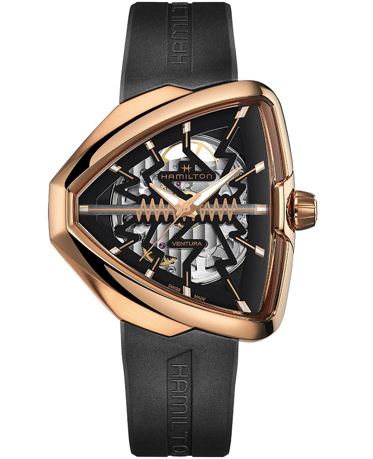 Часы Hamilton Ventura Elvis80 Skeleton Auto H24525331 — мужские, черный