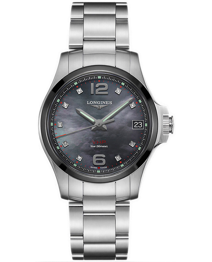 Часы Longines Conquest V.H.P. L3.319.4.88.6 — женские, черный