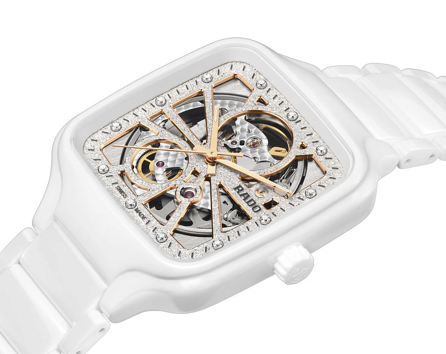 Часы Rado True Square Automatic Open Heart Sparkling R27073722 — механические, керамика