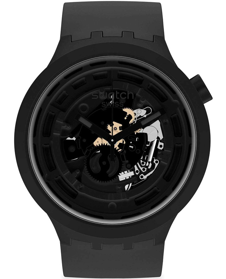 Часы Swatch Big Bold Bioceramic Lacquered SB03B100 — мужские, черный