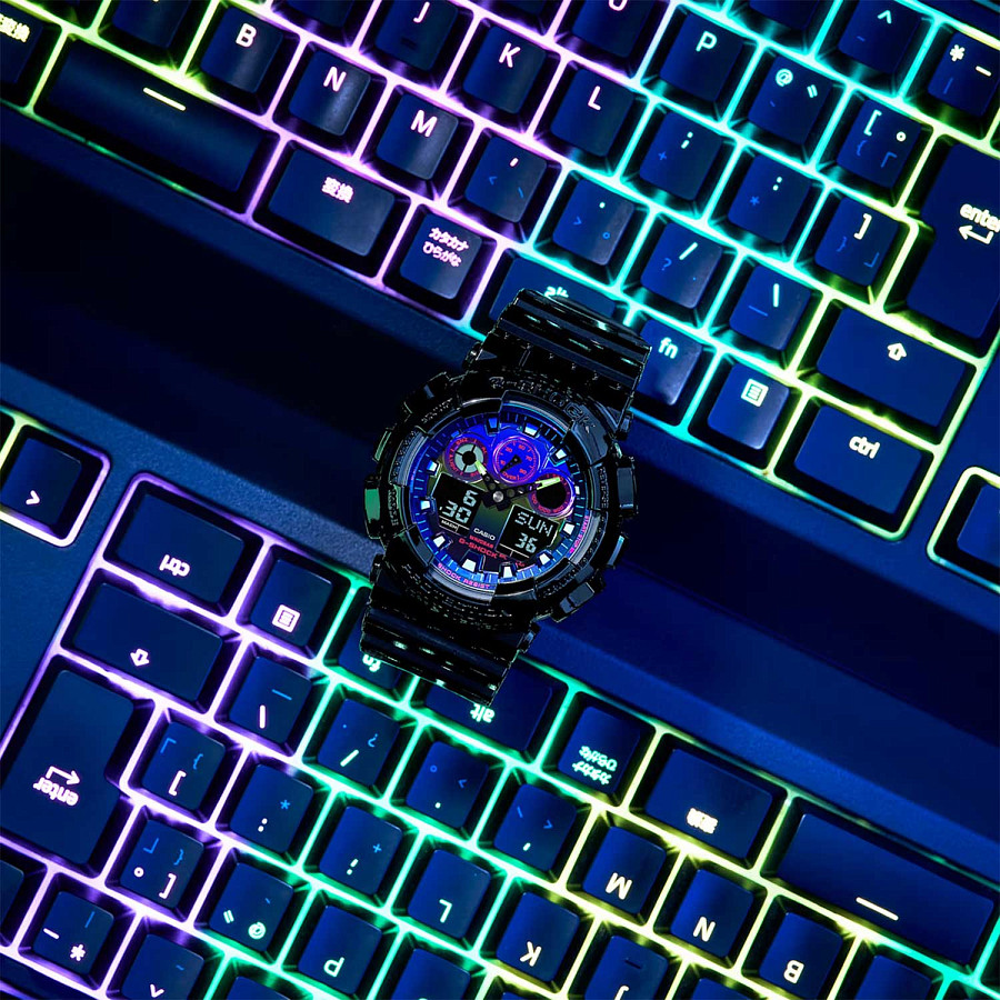 Часы Casio G-Shock GA-100RGB-1ADR (GA-100RGB-1A) — электронные, Япония, мужские