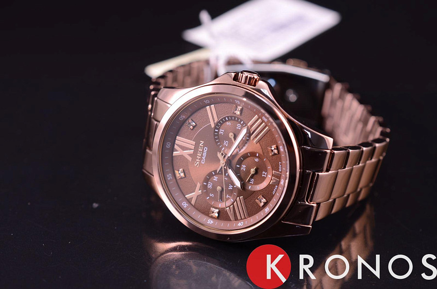 Часы Casio Sheen SHE-3806BR-5A — кварцевые, металл сталь
