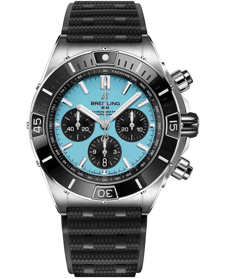 Часы Breitling Super Chronomat B01 44 mm AB01369A1L1S1 — мужские, голубой