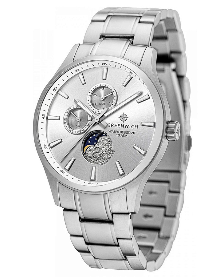 Часы Greenwich Moon Walker GW 058.10.33 — кварцевые, металл сталь