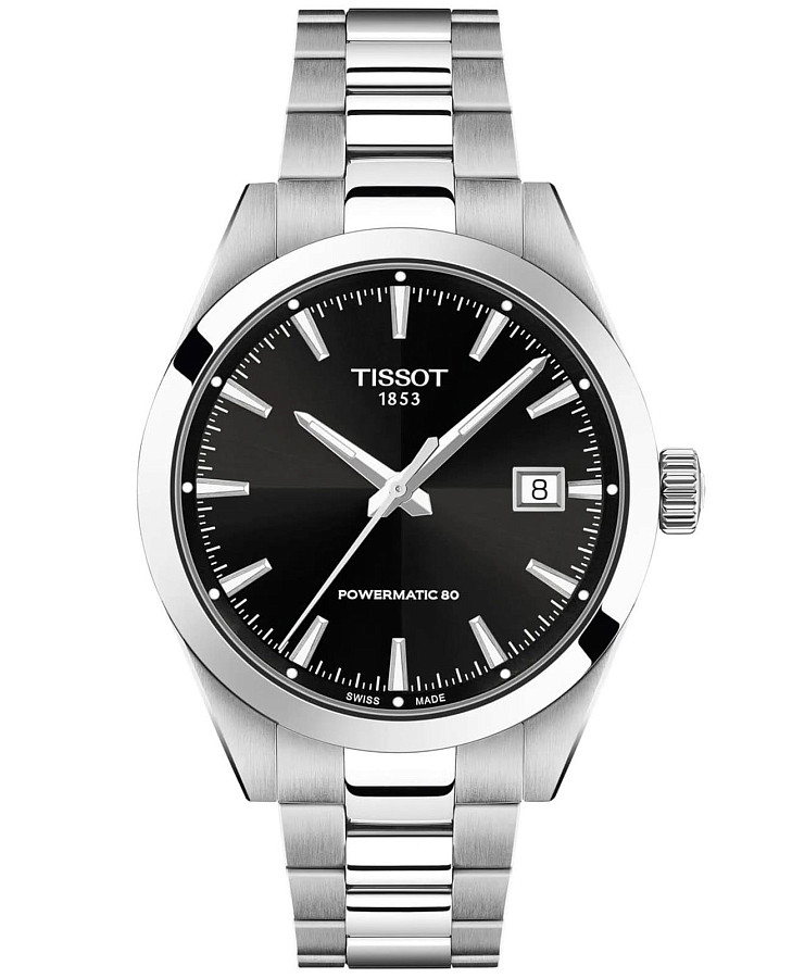 Часы Tissot Gentleman Powermatic 80 Silicium T165.807.11.051.00 — мужские, черный