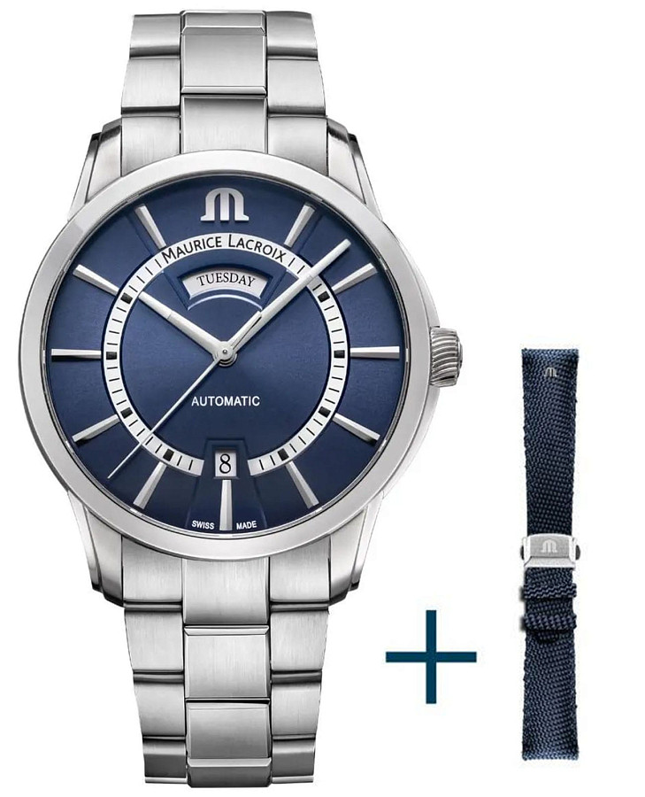 Часы Maurice Lacroix Pontos Day Date PT6358-SS00H-431-C — мужские, синий